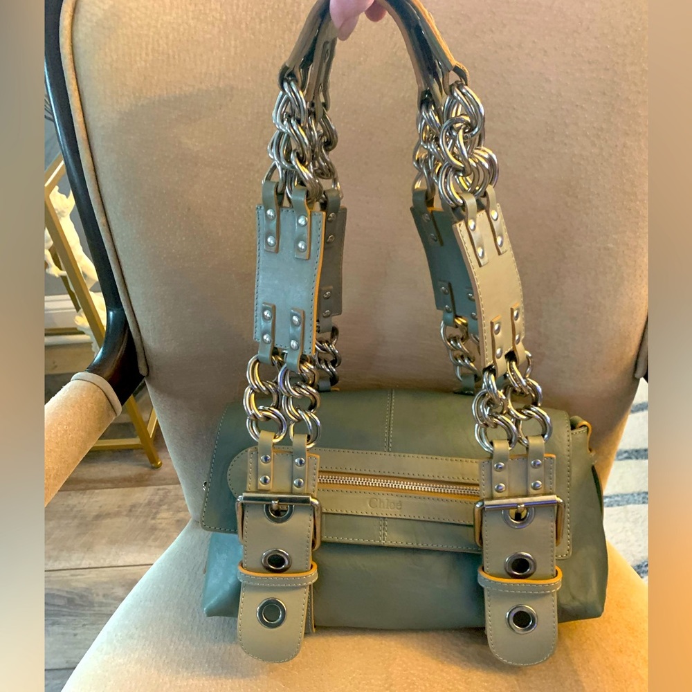 Vintage 2004 Leather Chloe Chain Strap Handbag Authentic